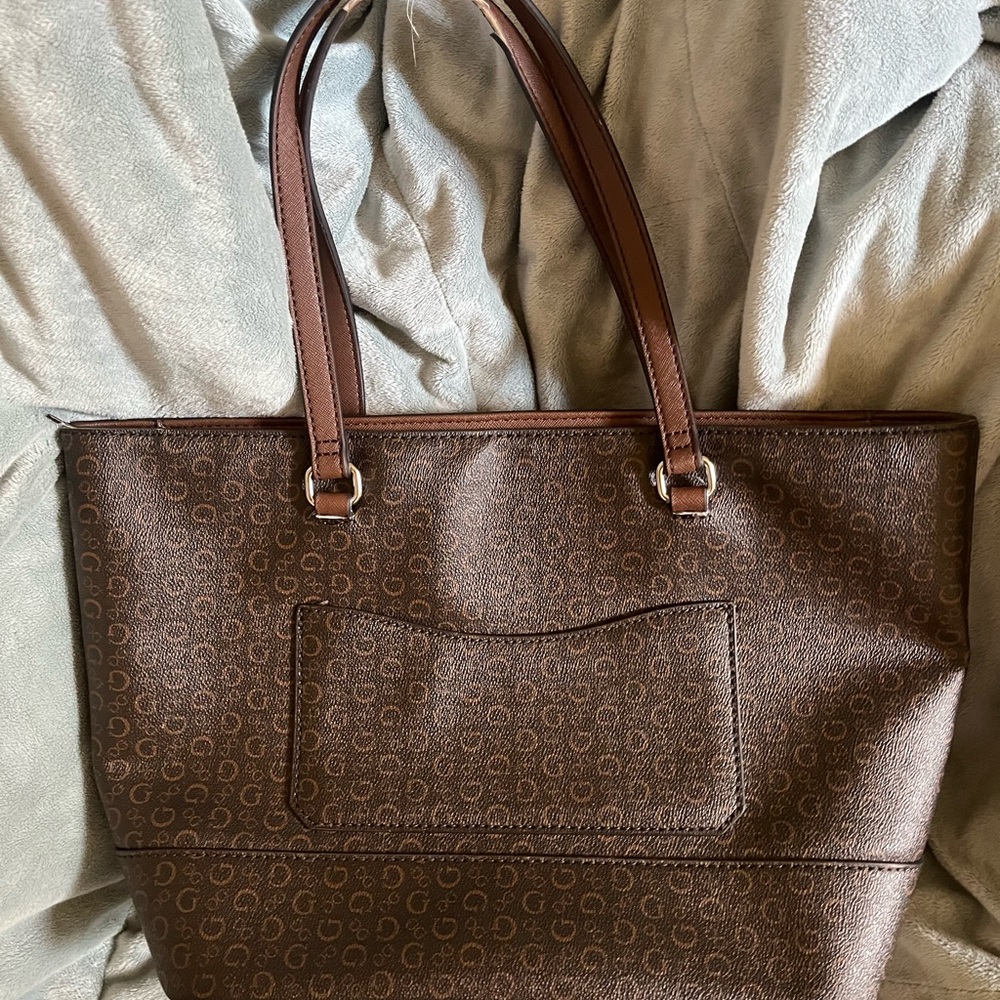 Guess Chocolate Brown Signature Tote - Picture 6 of 9